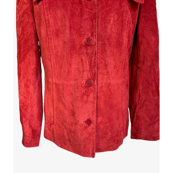Caslon Women’s Size Medium‎ 100% Genuine Leather Suede Red Jacket - Picture 3 of 7